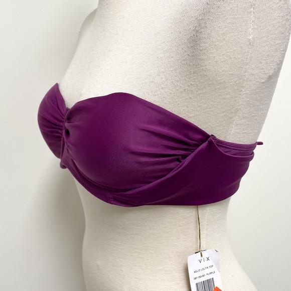 Paula Hermanny Vix Purple Solid Lolita Bandeau Bikini Top NWT Large Underwire - Picture 3 of 12